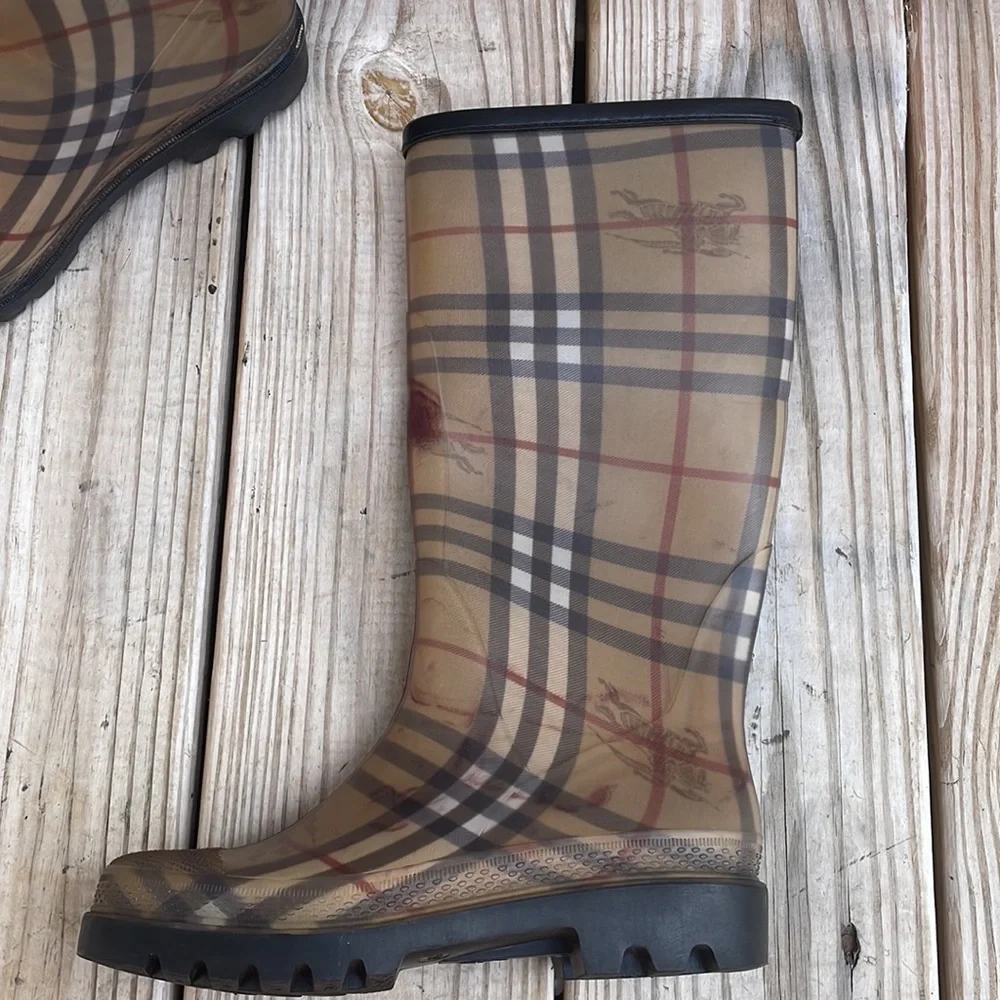 BURBERRY Rain Boots Tall Classic Check Haymarket Size EUR 36